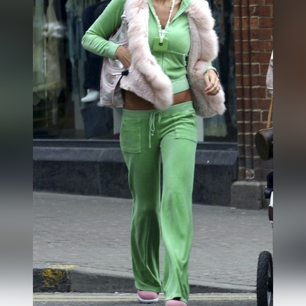 Juicy Couture Tracksuit Lime Green Velour Set  Authentic *RARE* - Picture 2 of 8